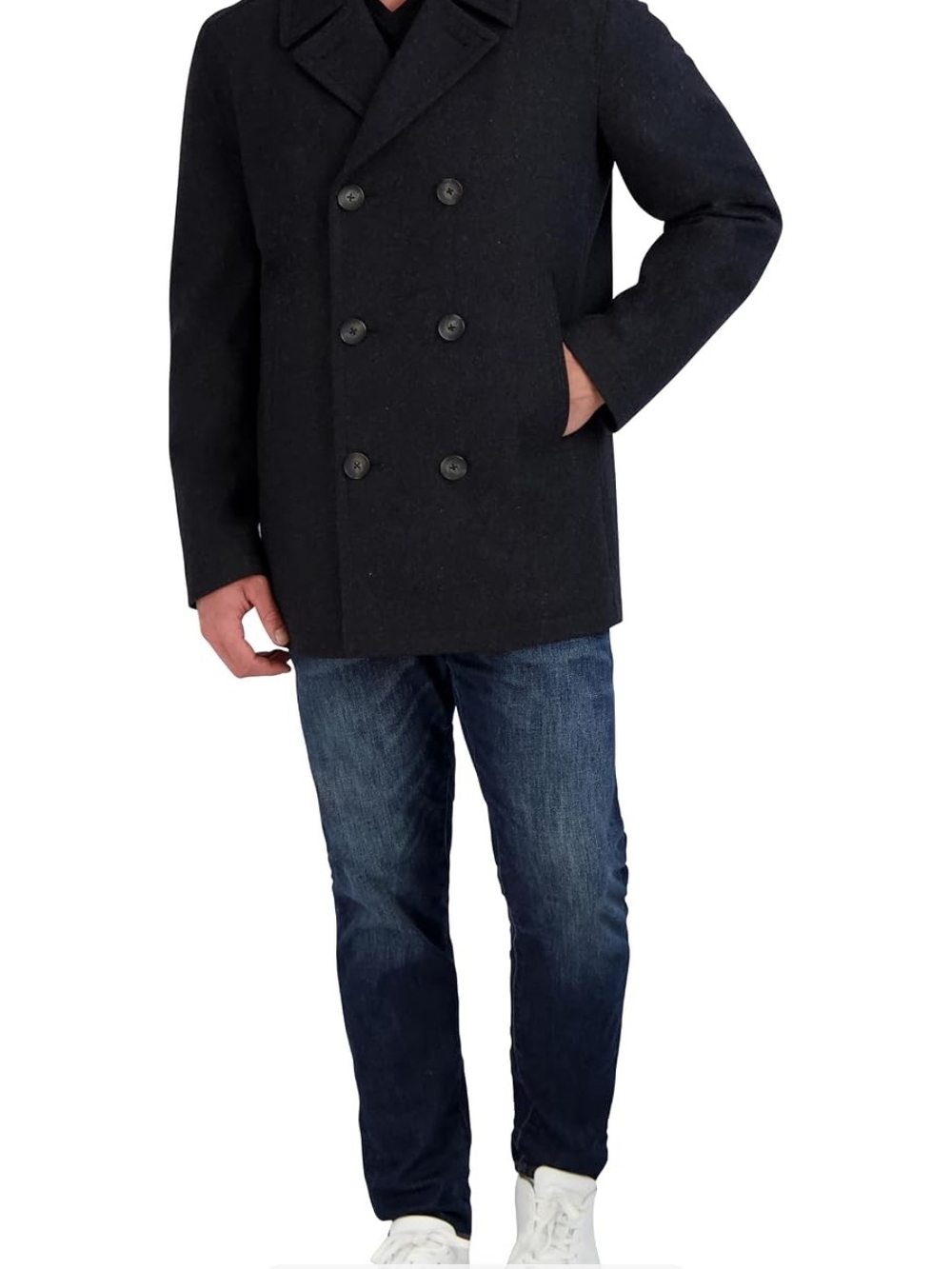 Nautica Men's Double-Breasted Peacoat in Black